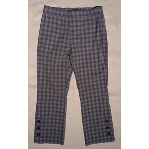 Simply Vera Wang Capri Pants Small Gray Plaid Cropped Workwear Flair Y2Kcore